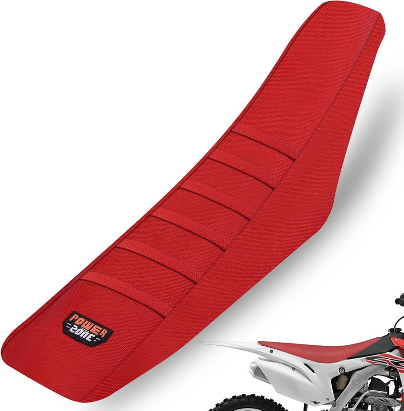 fewfuss Dirt Bike Seat Cover - White Stripe Universial Seat Cover for Dirt Bike - Motorcycle Motorcross Enduro Seat Covers (All Red) - Image 1